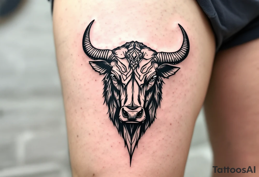 soft silver and deep charcoal, Taurus the Bull anchors the heavens with quiet power. tattoo idea