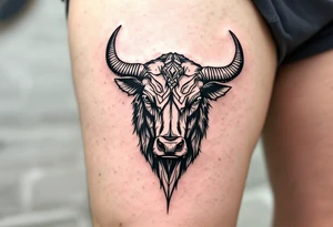soft silver and deep charcoal, Taurus the Bull anchors the heavens with quiet power. tattoo idea