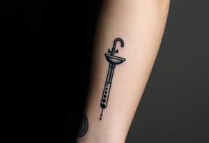 tatto with detailed vertical
 system of piping coming from a sink down a forearm tattoo idea