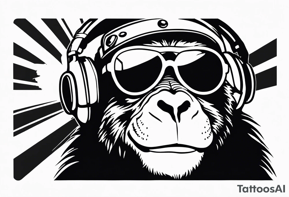 A cool free spirit female monkey with a crown and aviator shades tattoo idea