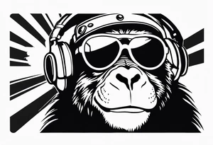 A cool free spirit female monkey with a crown and aviator shades tattoo idea