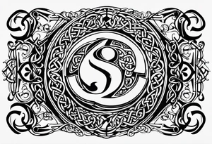 Celtic styling, anchor, bass clef note, treble clef note, dog paw print, half sleeve, forearm tattoo idea
