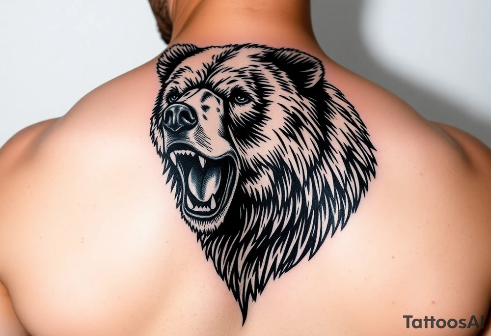 powerful majestic grizzly bear tattoo idea