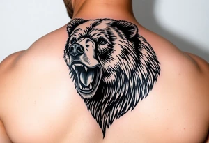 powerful majestic grizzly bear tattoo idea