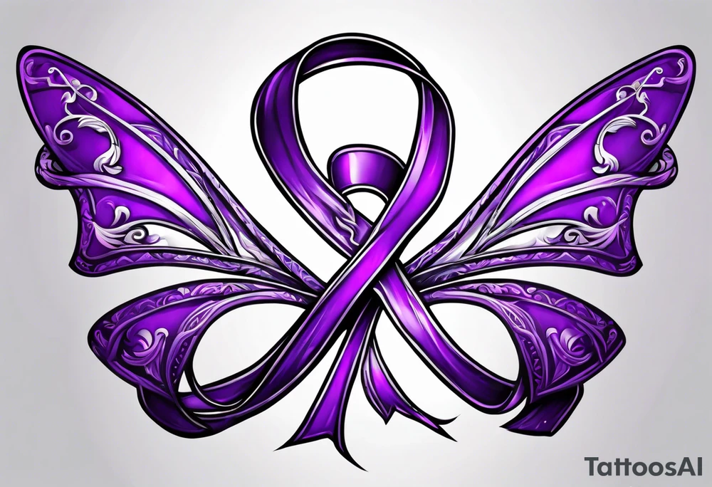 Purple cancer ribbon tattoo idea