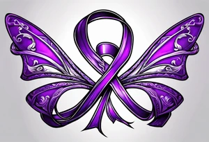 Purple cancer ribbon tattoo idea
