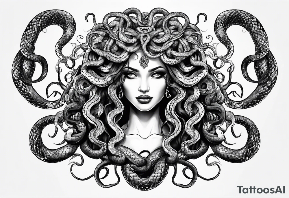 beautiful but mysterious medusa with the snakes clearly showing tattoo idea
