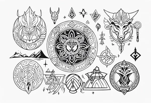 norse symbols and creatures theme tattoo idea