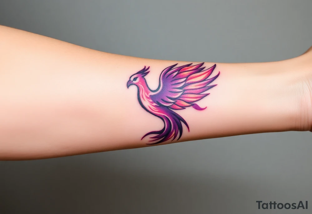 Phoenix with blazing flames with purple tattoo idea