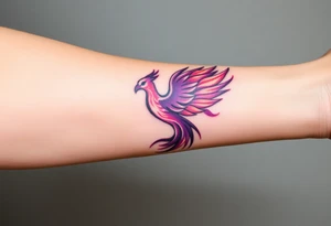 Phoenix with blazing flames with purple tattoo idea