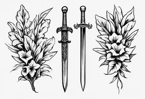 memorial tattoo using "13" , laurel leaves and a sword tattoo idea