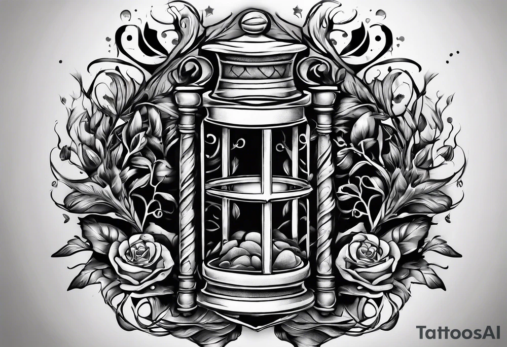 tattoo of roots wrapped around a hour glass tattoo idea