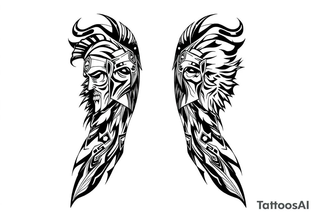 Lightening with Roman gladiator tattoo idea