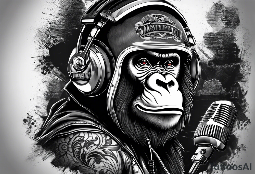 gorilla motorcycle microphone tattoo idea