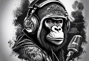 gorilla motorcycle microphone tattoo idea