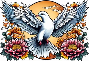 Chrysanthemum and dove tattoo idea