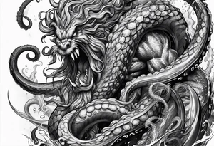 Poseidon battling octopus monster tattoo idea