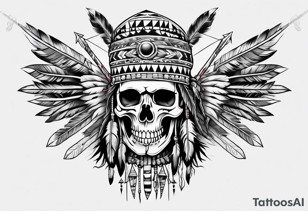 Native American Skeleton Arrow Burial tattoo idea