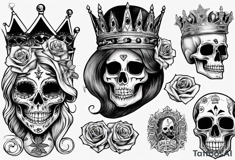 santa la muerta with money and crown
on the card tattoo idea