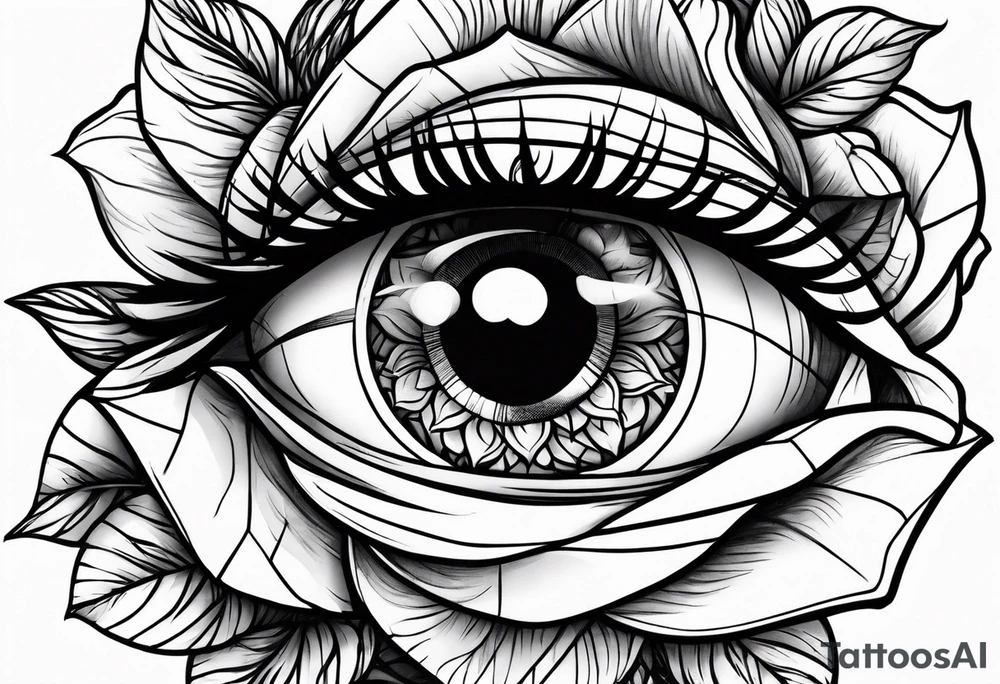 eye with roses for hand tattoo idea