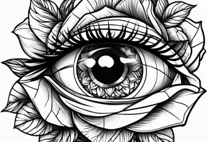 eye with roses for hand tattoo idea