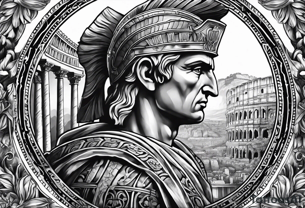 Julius Caesar and colosseum tattoo idea