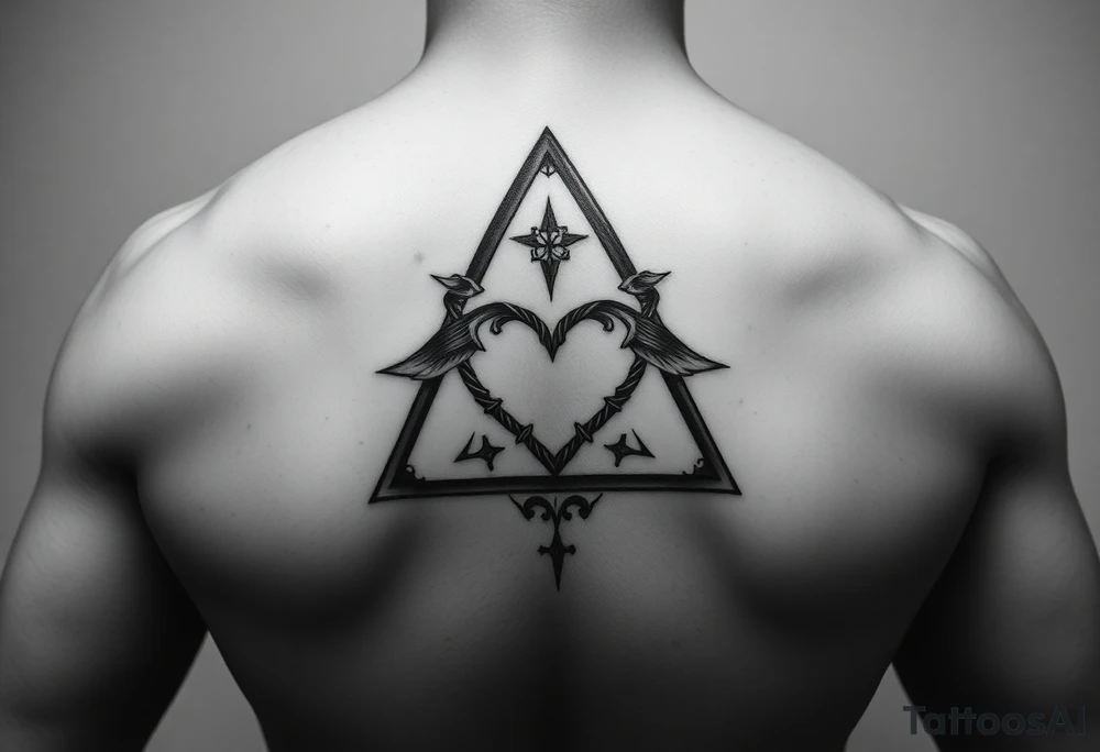A triangle with a heart over the middle of the center with a tna tattoo idea