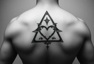 A triangle with a heart over the middle of the center with a tna tattoo idea