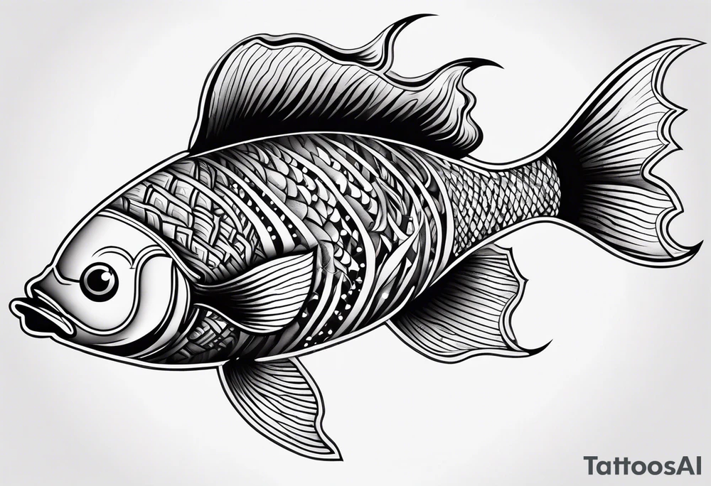 Fish made out of fire tattoo idea