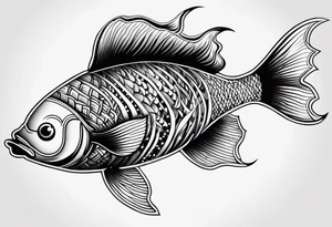 Fish made out of fire tattoo idea