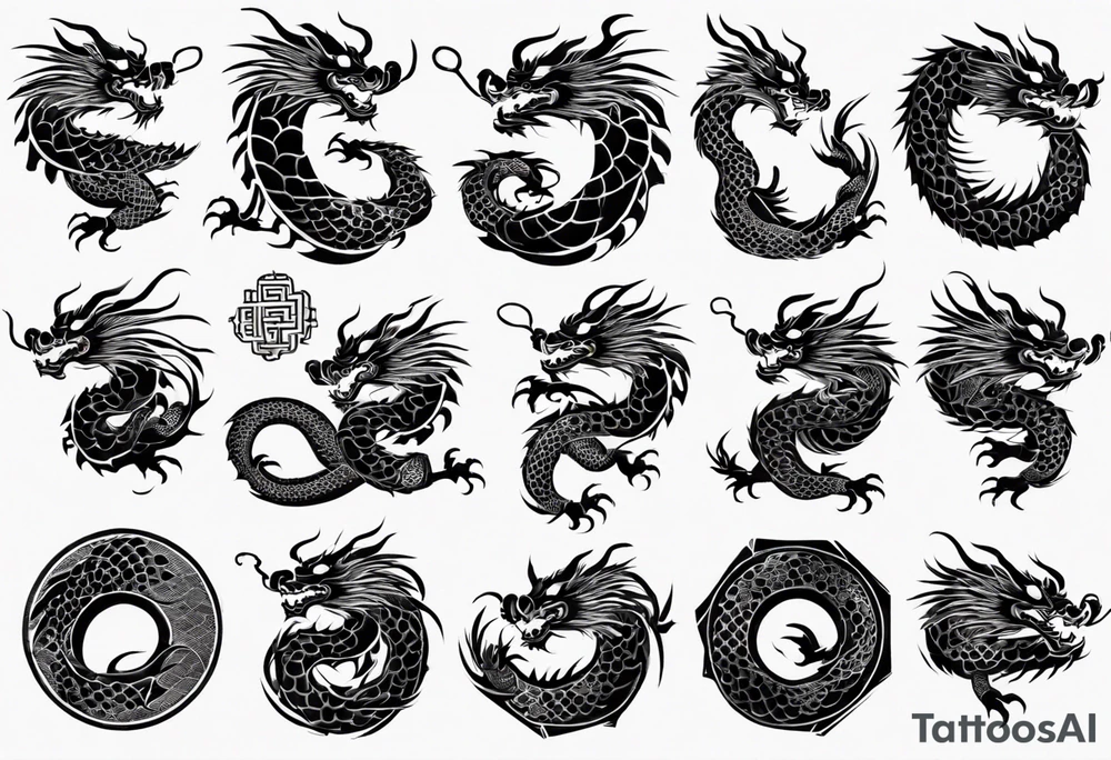 long chinese dragon with scales tattoo idea
