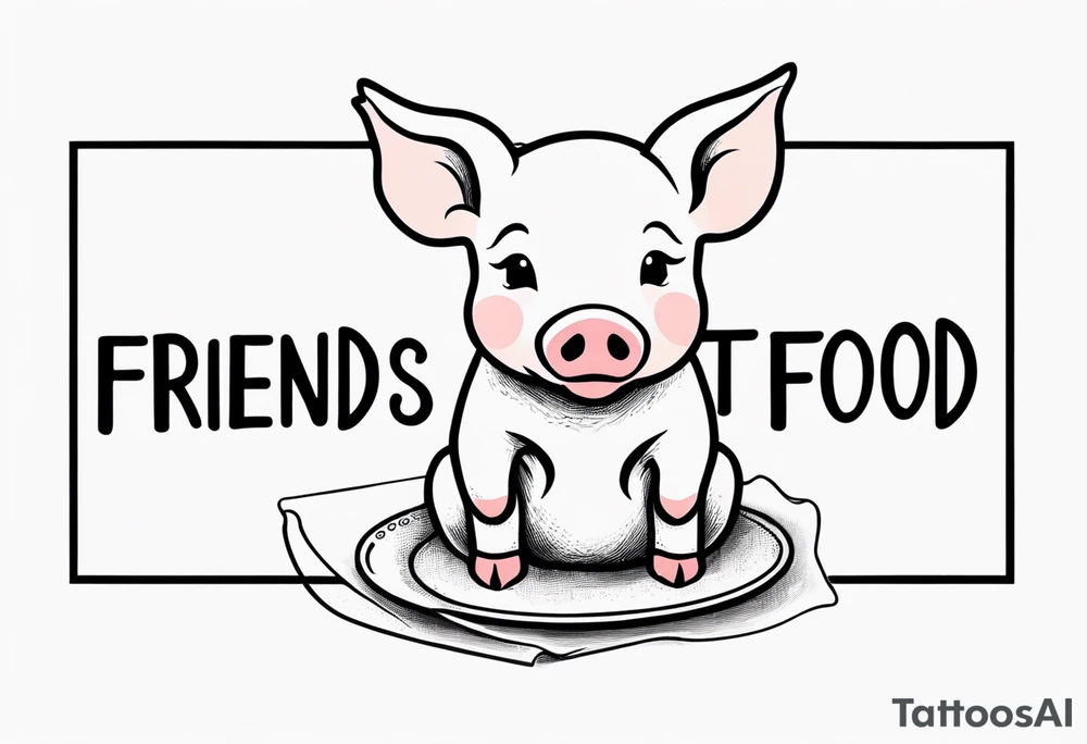 cute piglet.
with text: "friends not food" tattoo idea