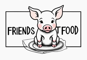 cute piglet.
with text: "friends not food" tattoo idea