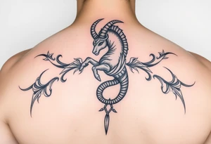 un capricorne avec des motifs néotribale tattoo idea