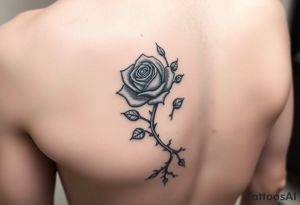 tattoo of a rose thorn vine sewn inside and wrapping around the forearm tattoo idea