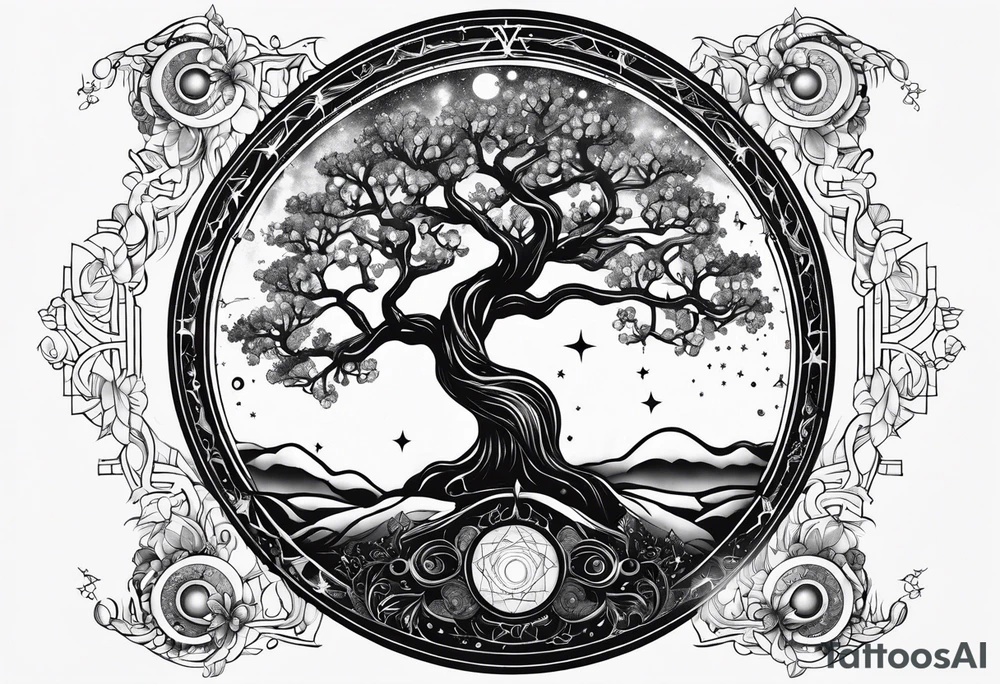 cosmic yggdrasil constellation tattoo idea