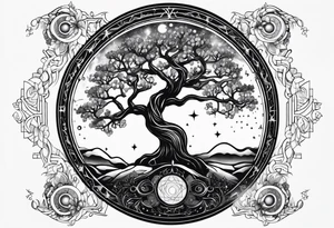 cosmic yggdrasil constellation tattoo idea