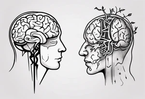 Split human brain and human heart tattoo idea
