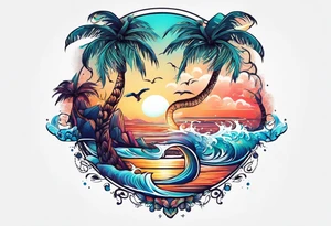 Animal , ocean, palm tattoo idea