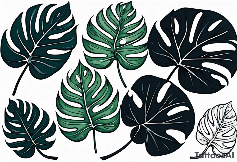 a group of monstera leaves tattoo idea