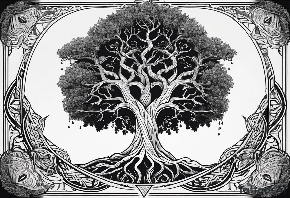 minimal Yggdrasil with roots
3 line triangles behind tattoo idea
