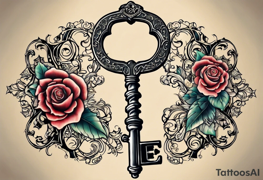 couple tattoo of an antique key with 2016 on it. the key should look it unlocks her matching antique locket with 1999 on it. tattoo idea