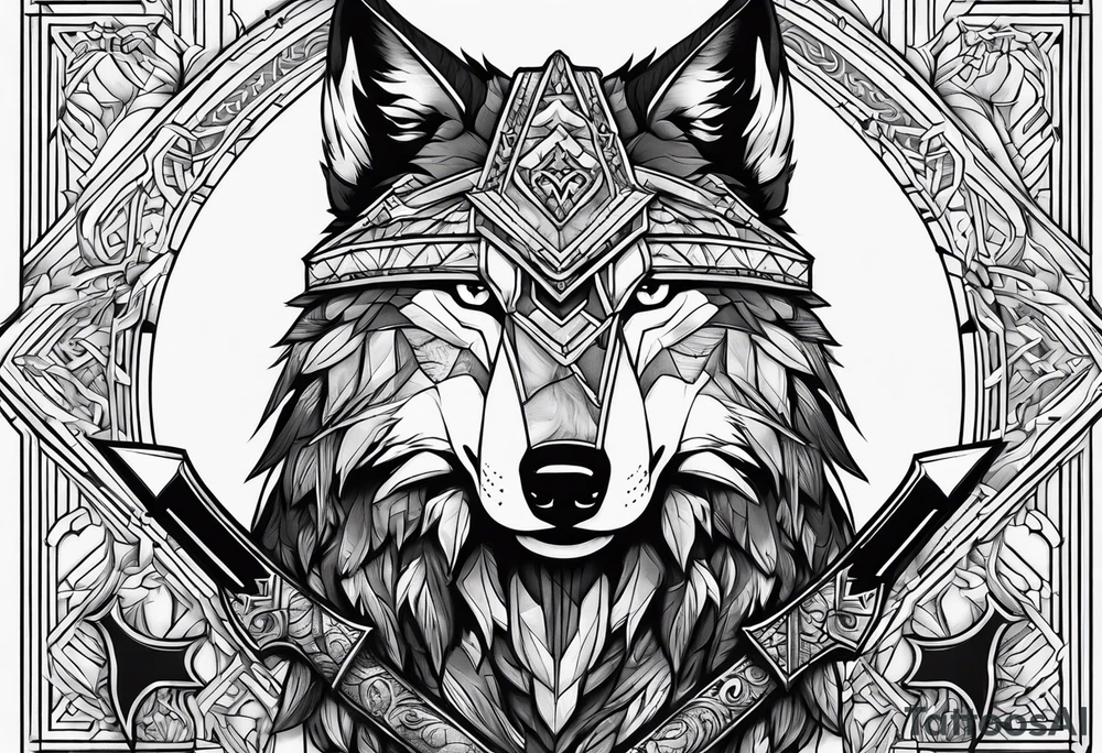 valkeryie warrior wolf crow axe tattoo idea