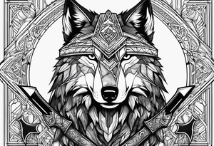valkeryie warrior wolf crow axe tattoo idea