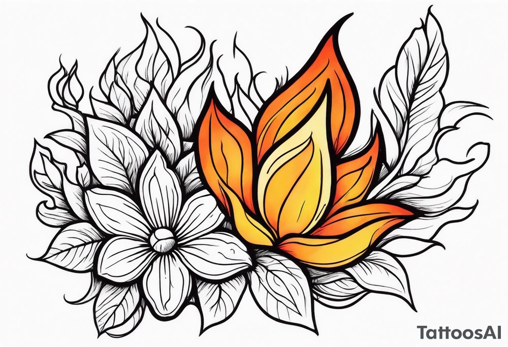 Flowers that burn and have flames on them tattoo idea