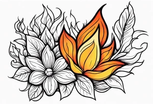 Flowers that burn and have flames on them tattoo idea