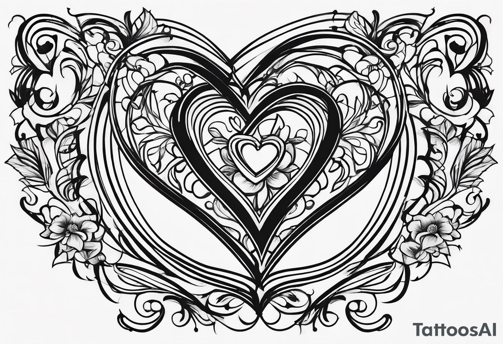 small black line hearts tattoo idea