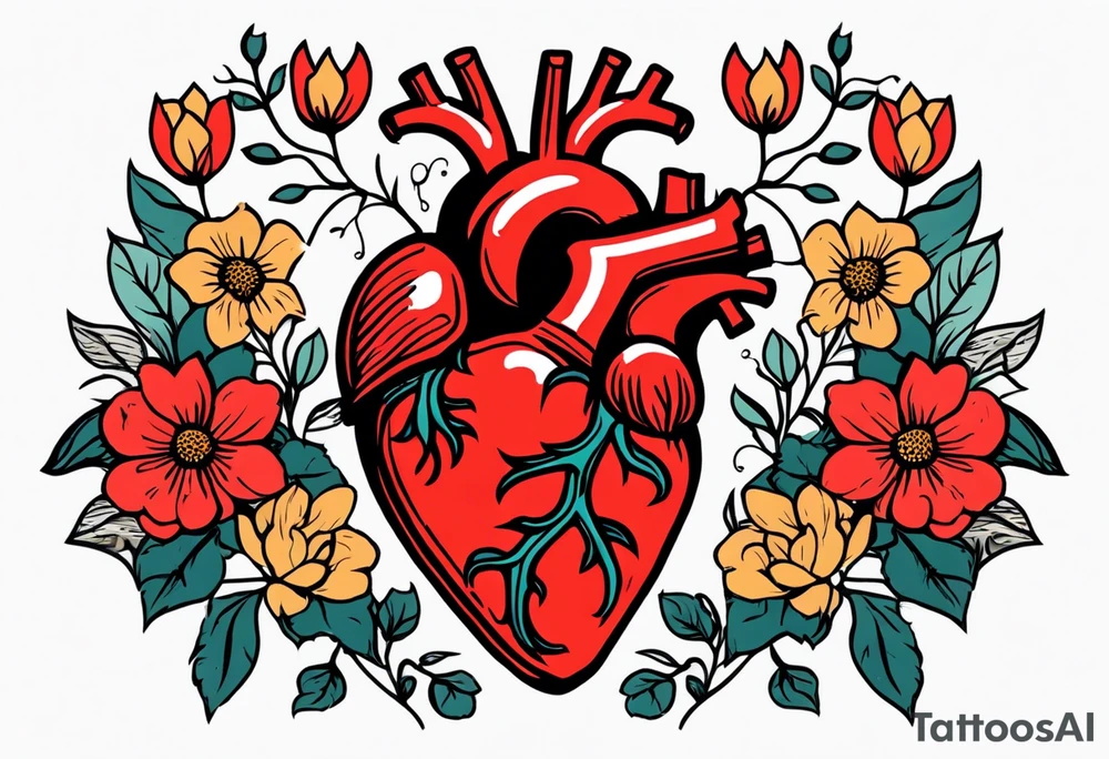 human heart
old school vintage simple traditional design surrounded by vintage flowers


bold color simple tattoo idea