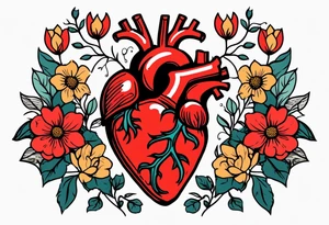 human heart
old school vintage simple traditional design surrounded by vintage flowers


bold color simple tattoo idea