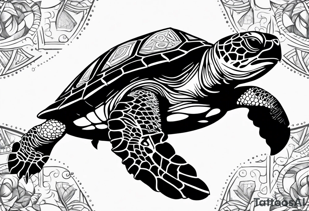 small tribal sea turtle
 tattoo tattoo idea